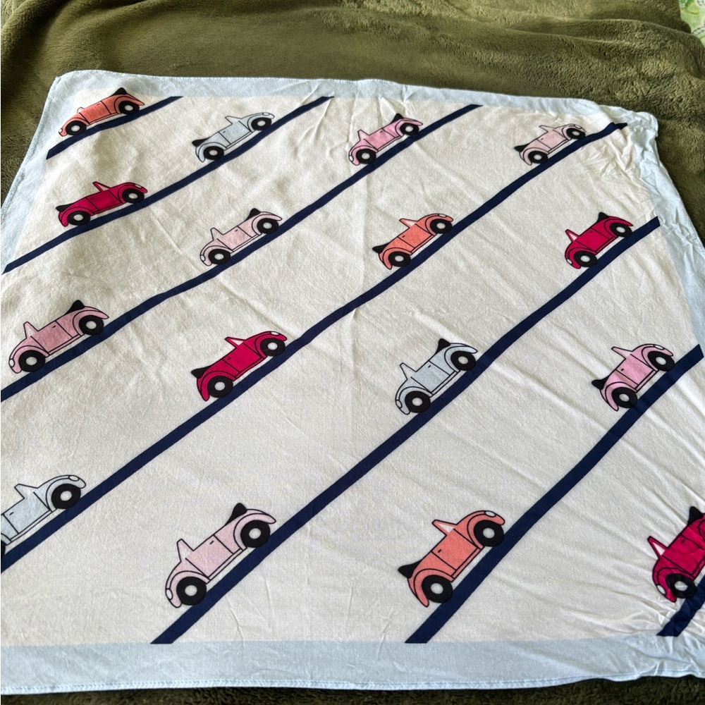 Talbots Cream and Pink Car Pattern Scarf